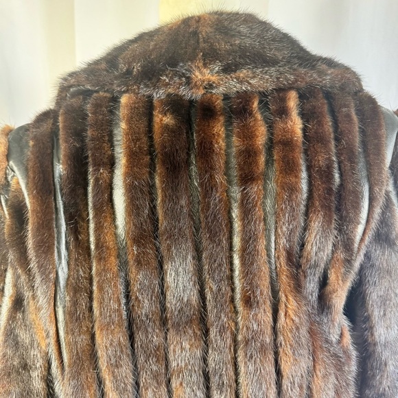 VINTAGE LEATHER JACKET OLD MONEY WINTER COAT LEATHER COAT WITH FUR TRIM SMALL - Picture 7 of 16